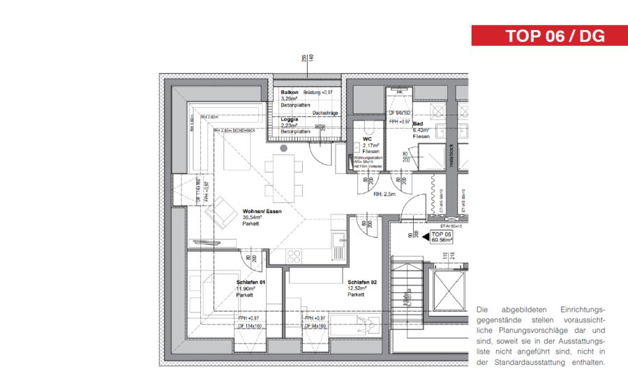 Komfortable 3 Raum Eigentumswohnung im obersten Geschoß mit Lift am Stadtrand von Linz in Traumlage *Provisonsfrei* - Baubeginn: Oktober 2024 - Top 6 - Wohnungsplan