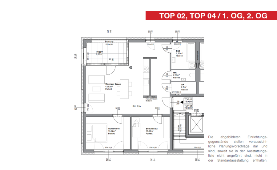 Moderne 3 Zimmer Eigentumswohnung im 2ten Stock mit Lift am Stadtrand von Linz in Traumlage *Provisonsfrei* - Baubeginn: Oktober 2024 - Top 4 - Wohnungsplan