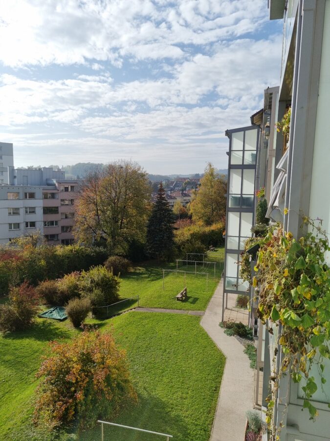 Sanierte Wohnung mit wunderschönen Ausblick ins Grüne, Küche und 2 Zimmer und großer Loggia im 3. Stock mit Lift in ruhiger Lage - Loggia2